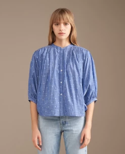 Modern Cloth Shop -Modern Cloth Shop BelleroseInkBlueBlouse